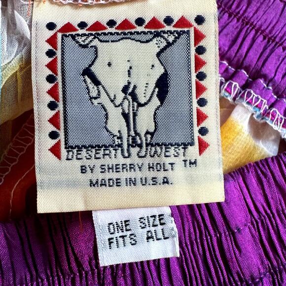 Women's Desert West Tie Dye Boho Elastic Waist USA Made Sheer Maxi Skirt sz OSFA - Picture 5 of 9